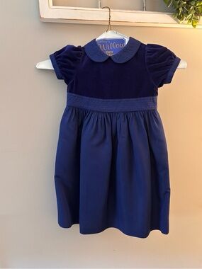 Gymboree Navy Velvet Bodice Peter Pan Collar Dress